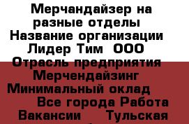 Мерчандайзер на разные отделы › Название организации ­ Лидер Тим, ООО › Отрасль предприятия ­ Мерчендайзинг › Минимальный оклад ­ 25 000 - Все города Работа » Вакансии   . Тульская обл.